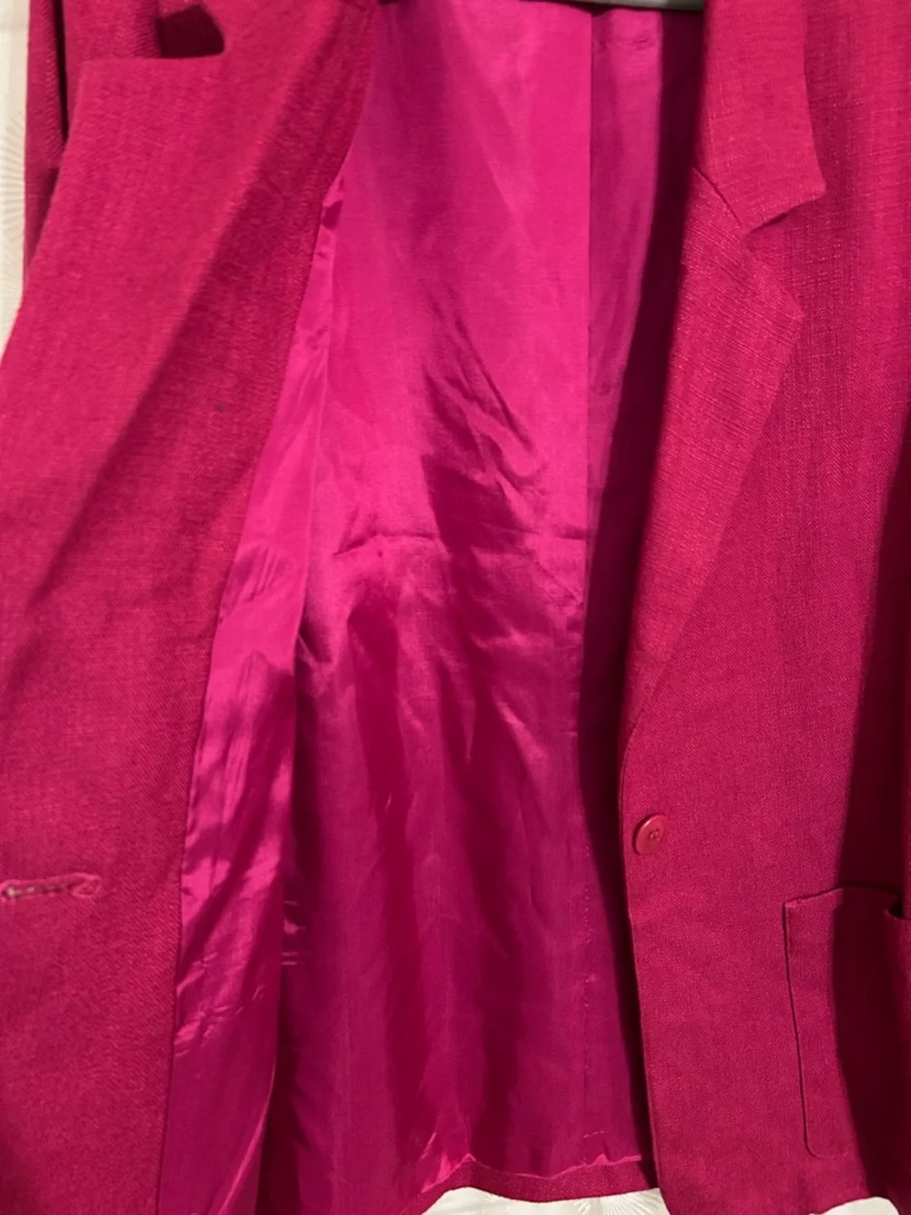 Essential Elements Magenta Pink Textured Blazer Women's Medium Single Button